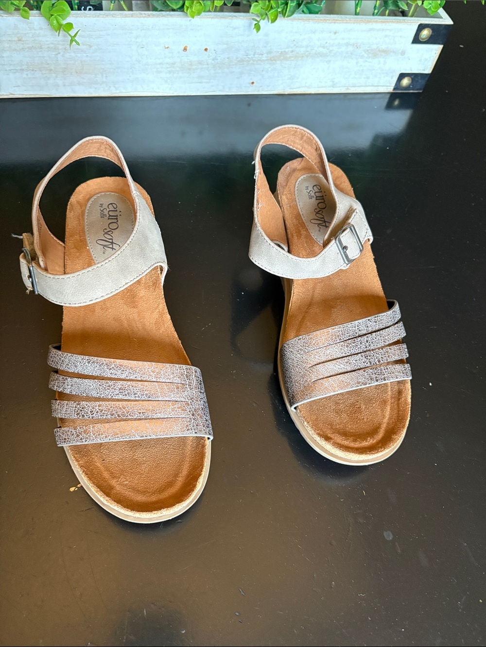 EuroSoft Taupe Metallic Strappy Sandals - Taupe
